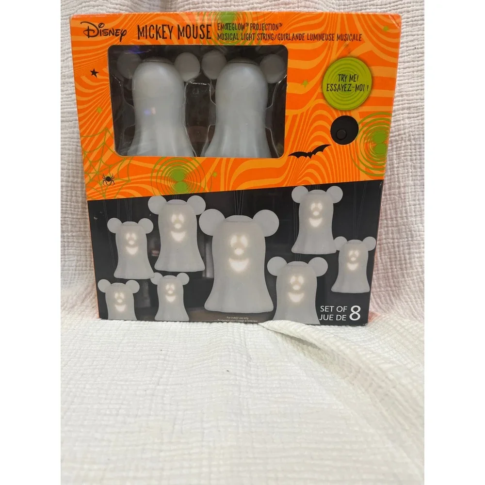 Disney Mickey Mouse Halloween Emoteglow Projection Musical Light String 8ft Set